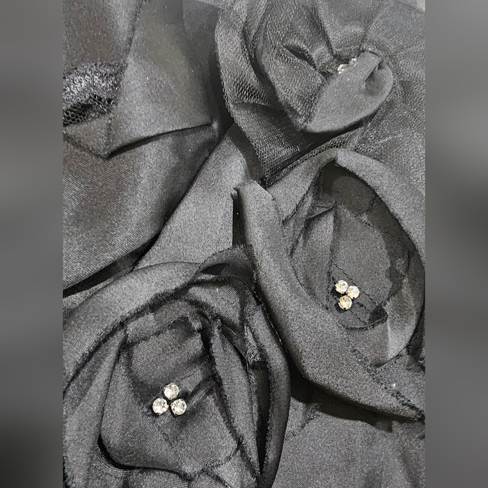 WHBM Black Strapless With Floral Applique Bustier Corset Top - Picture 5 of 9